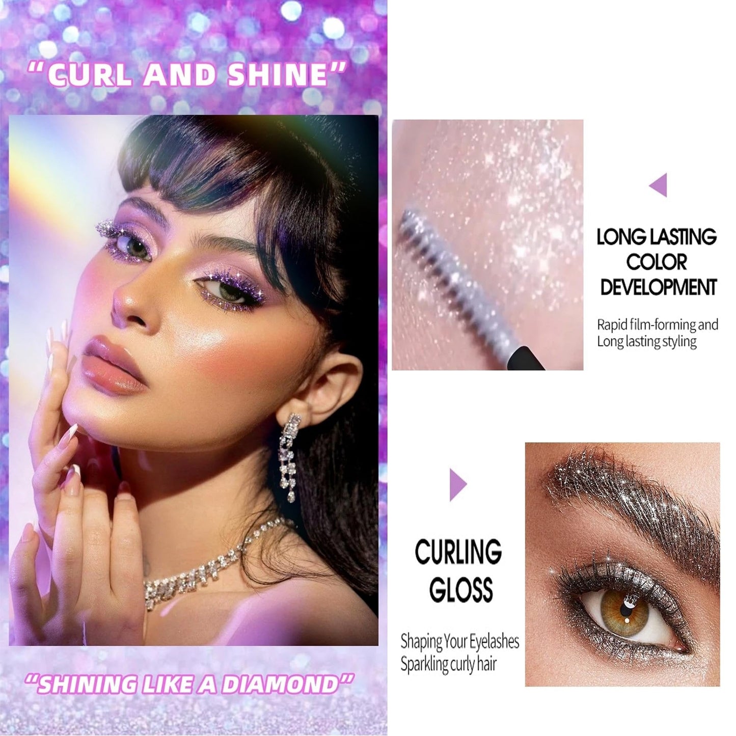 Glittrande Kristalldiamantfärgad Glittermascara