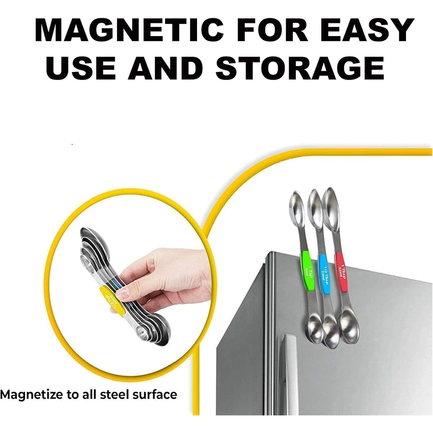 Set med magnetiska mätskedar i rostfritt stål