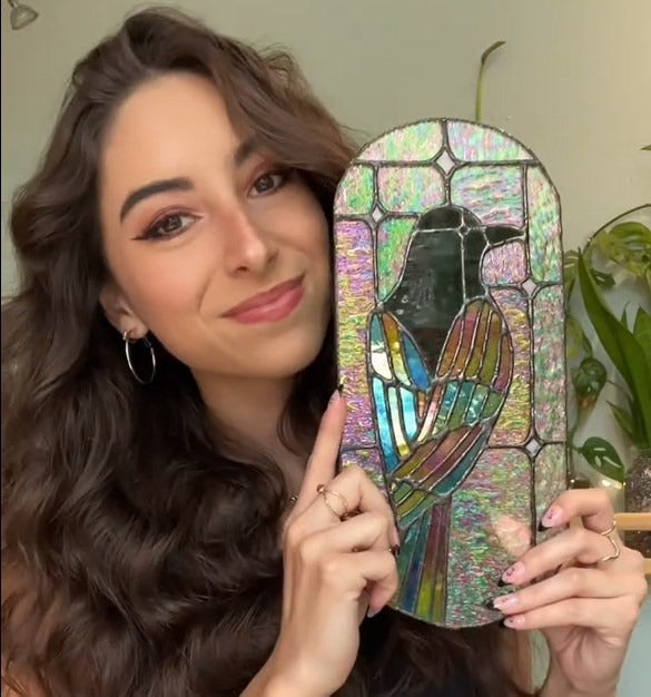 đ„FĂ„gelmĂ„lat glaspaneldekor/đ„Bird Stained Glass Panel Decor
