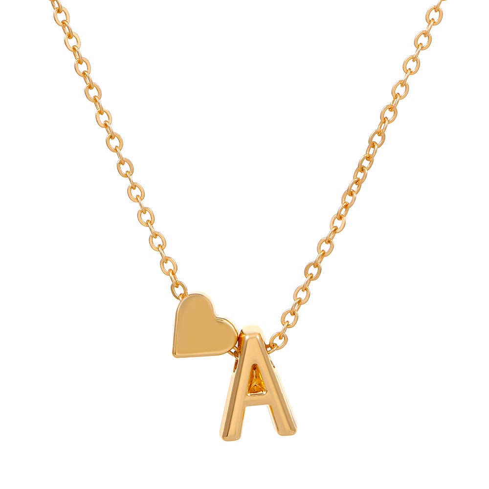 🎁Tunt Initialhalsband Gyllene Hjärta Bokstav A-Z