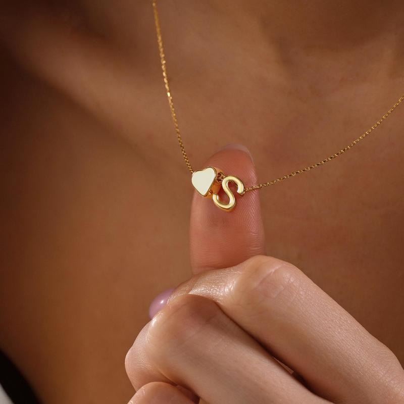 🎁Tunt Initialhalsband Gyllene Hjärta Bokstav A-Z