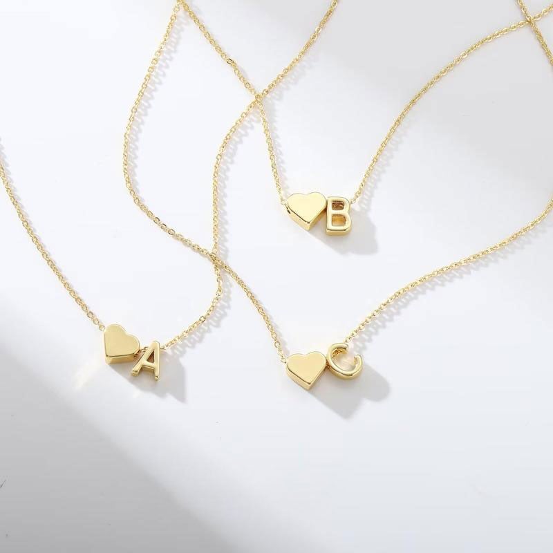 🎁Tunt Initialhalsband Gyllene Hjärta Bokstav A-Z