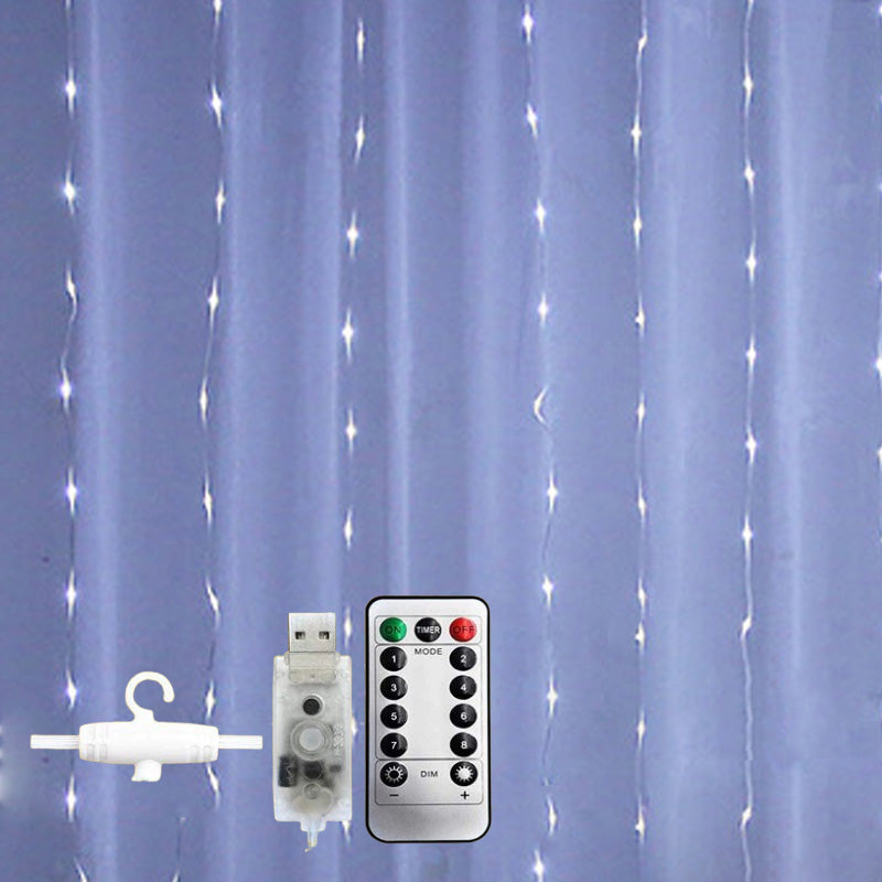 Led läder tråd gardin ljus