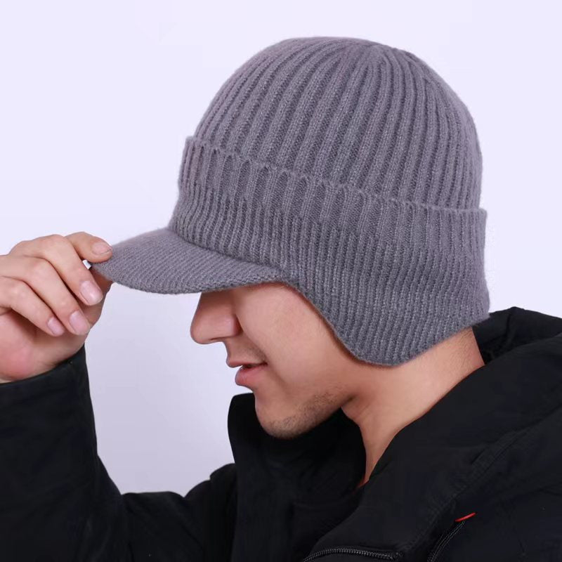Elastisk varm hörselskydd stickad mössa☃️