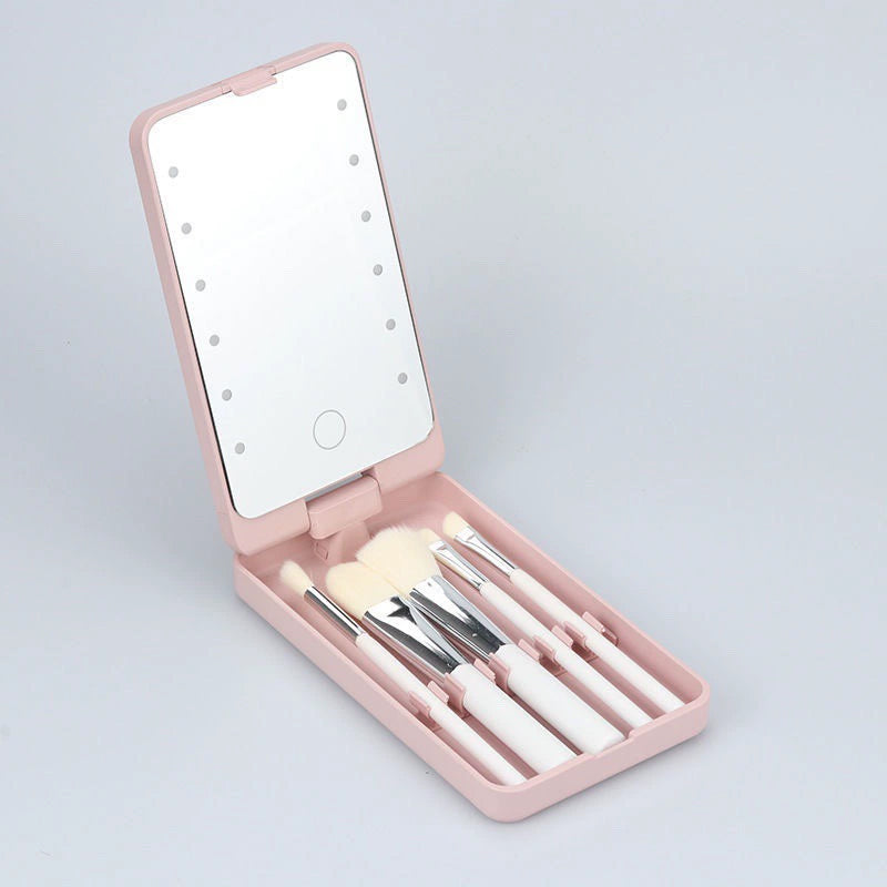 Roterbar LED-sminkbox med fällbar spegel