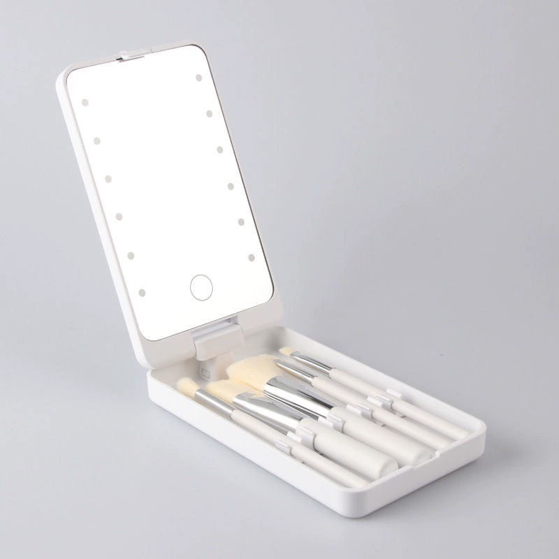 Roterbar LED-sminkbox med fällbar spegel