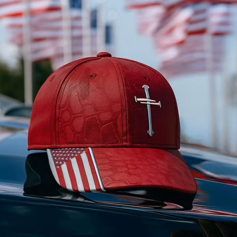 Jesus kors med 3 spikar och törnen broderat justerbart hat