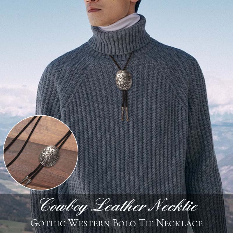 Cowboy läder slips - Gothic Western Bolo slips halsband 🦋