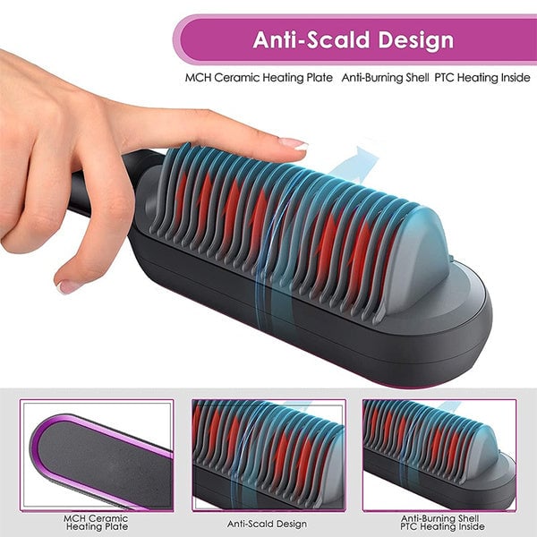 Curl Straight Hair 2 -in -1 -Hot Luftkammad jonisk rak hårkam är torr och våt