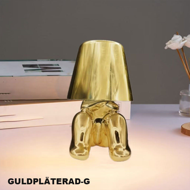 Touch-kontroll bordslampa Gyllene staty LED-lampa