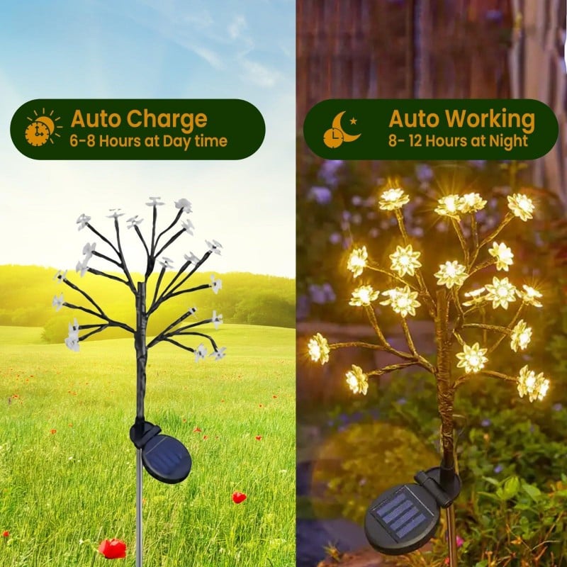 ✨Utomhus Vattentät Cherry Blossom Multicolour Solar Garden Lights🎉