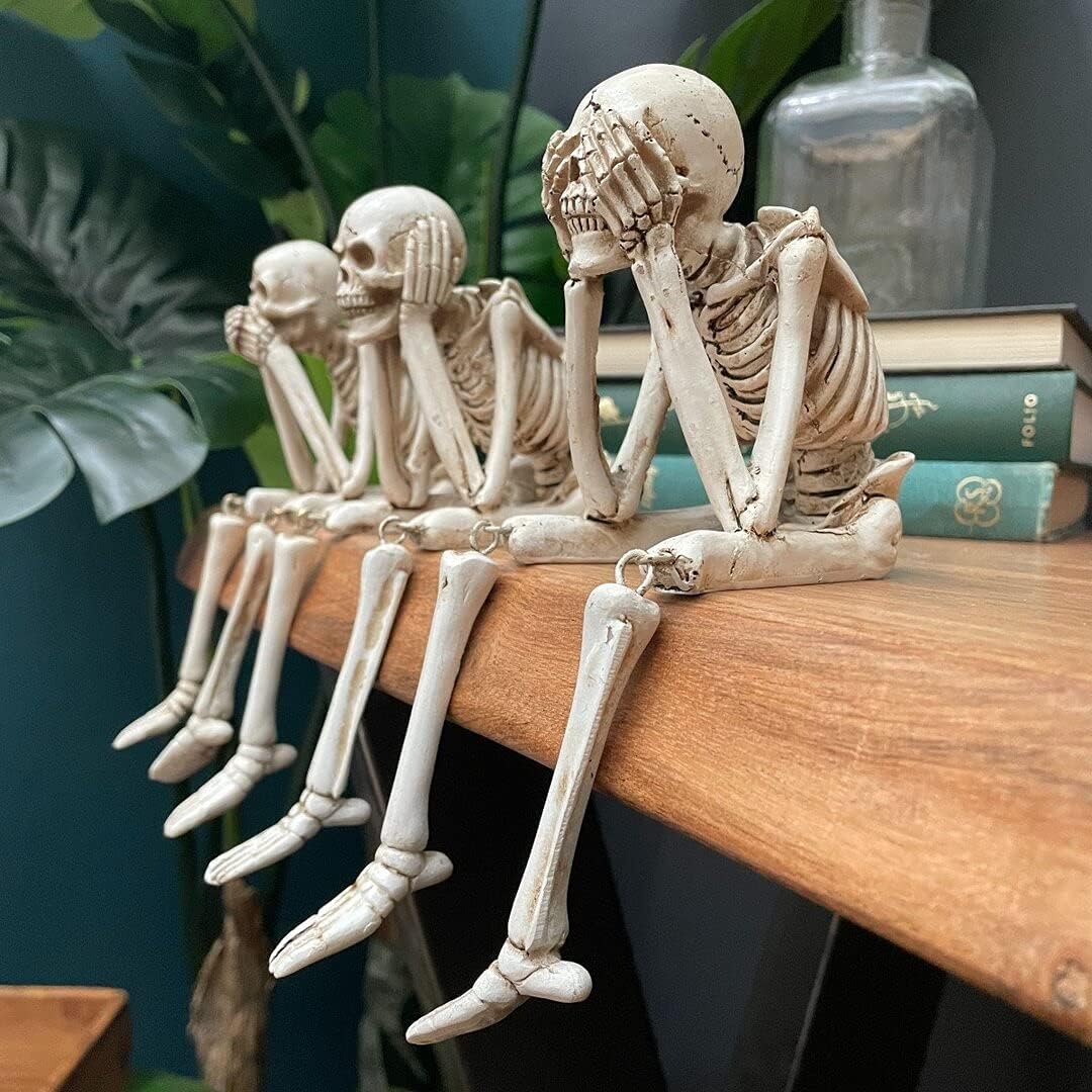 đ Halloween Tre kloka skelett Resinfigurer