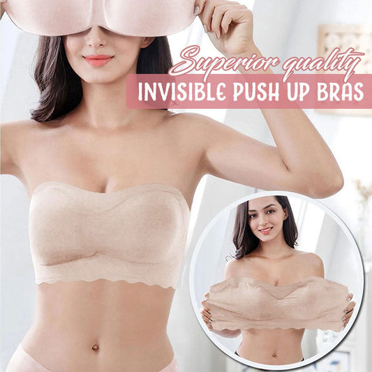 Kvinnor Sexig axelbandslös bh Osynlig Push Up bh