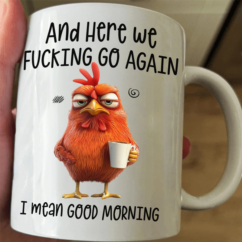 ☕ ”Nu börjar det igen, för helvete” Angry Chicken-mug