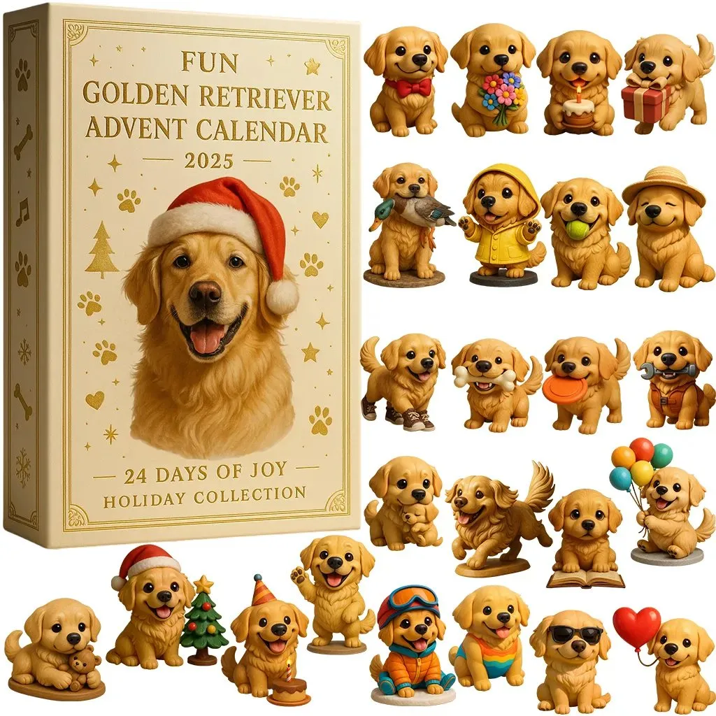 Rolig Golden Retriever-adventskalender 2025