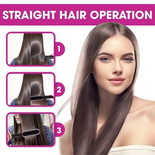 Curl Straight Hair 2 -in -1 -Hot Luftkammad jonisk rak hårkam är torr och våt