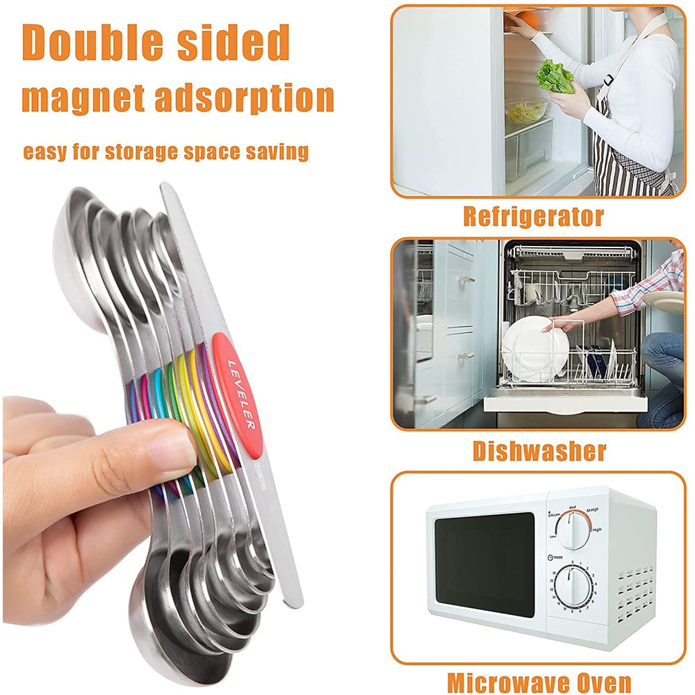 Set med magnetiska mätskedar i rostfritt stål