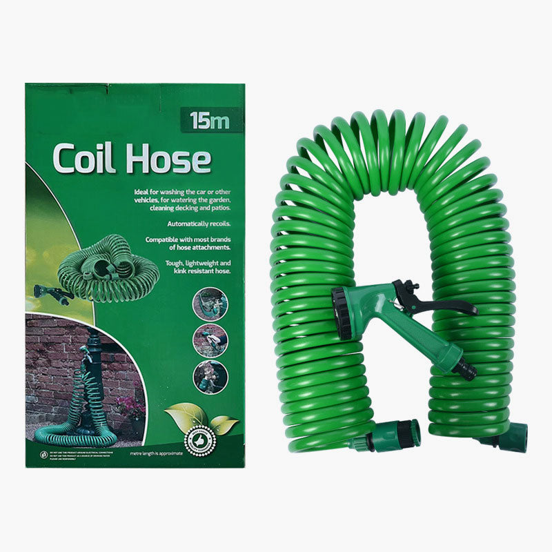 đŠ Flexibel sjĂ€lvlindande vattenslang med 3/4â och 1/2â adapter