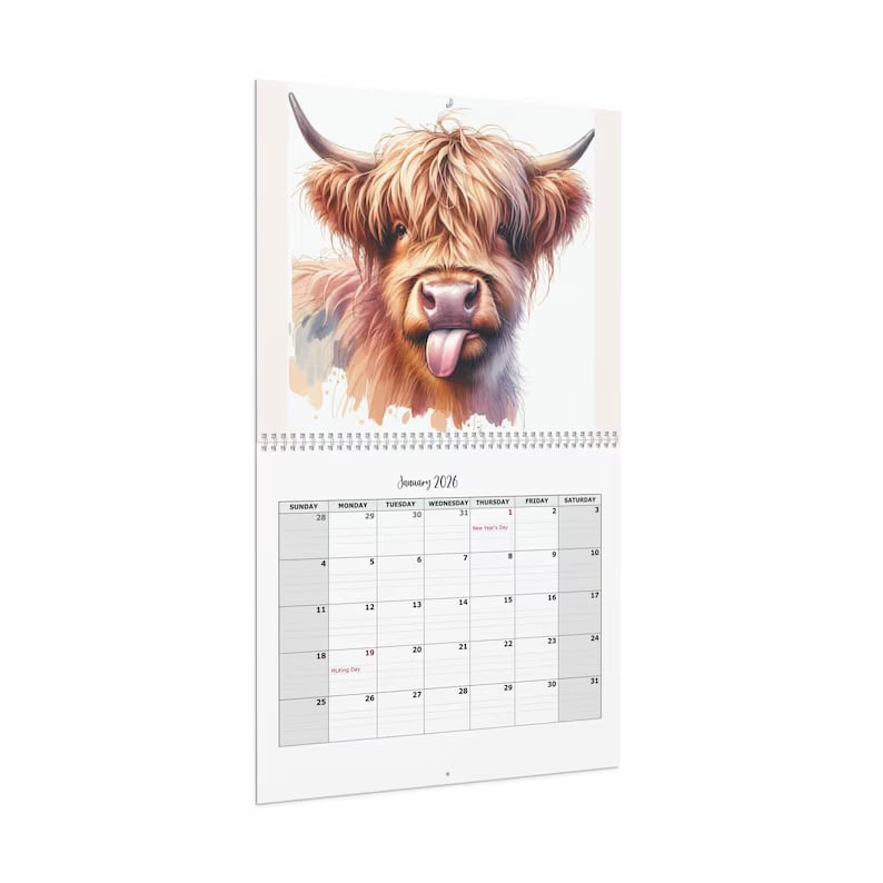 đźHighland Cow Kalender 2026 â Rustik lantlig vĂ€ggkonst & mĂ„nadsplanerare