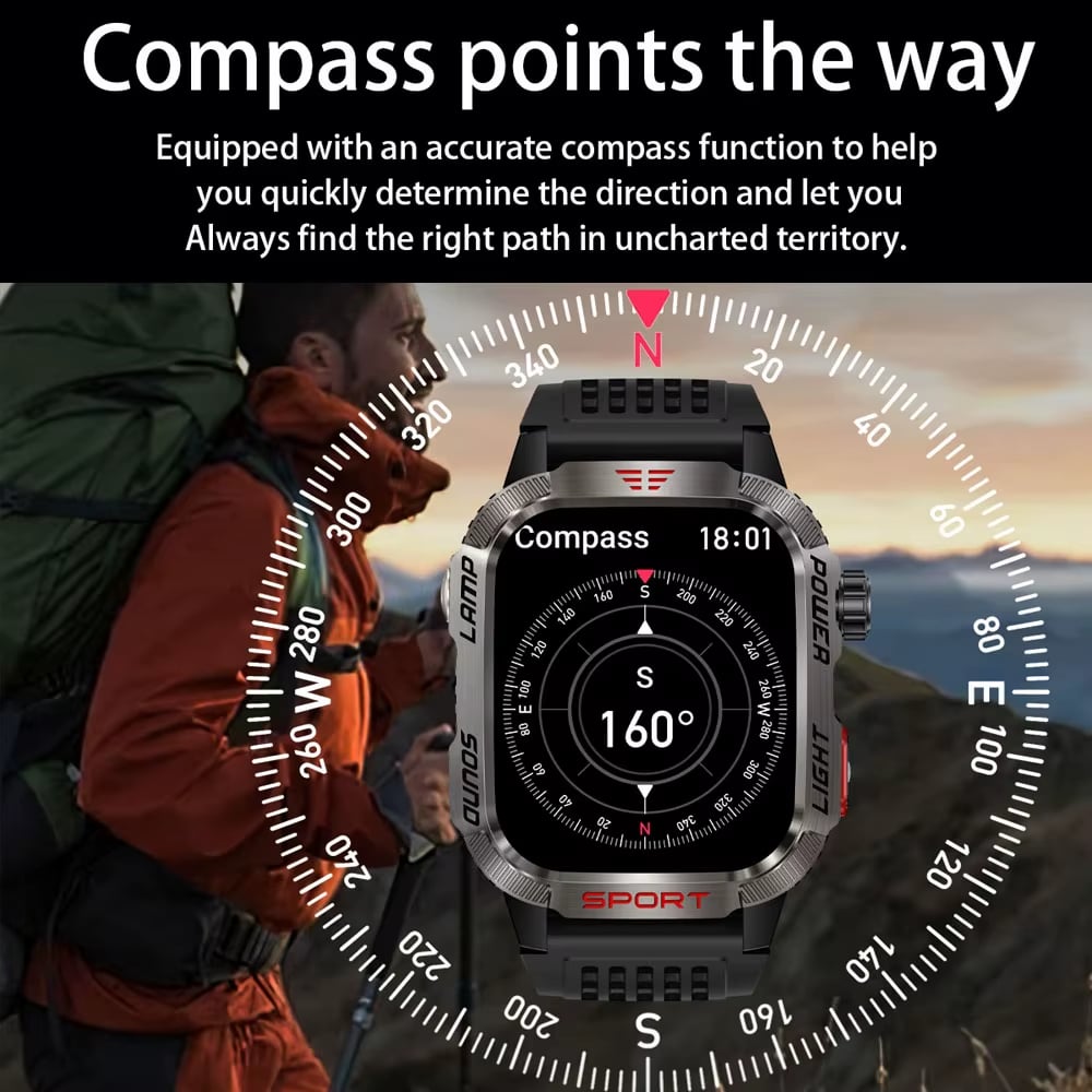 đ„Sista dagen 70 % RABATT â MilitĂ€risk outdoor-sport-smartwatch för mĂ€n för Android och iOS