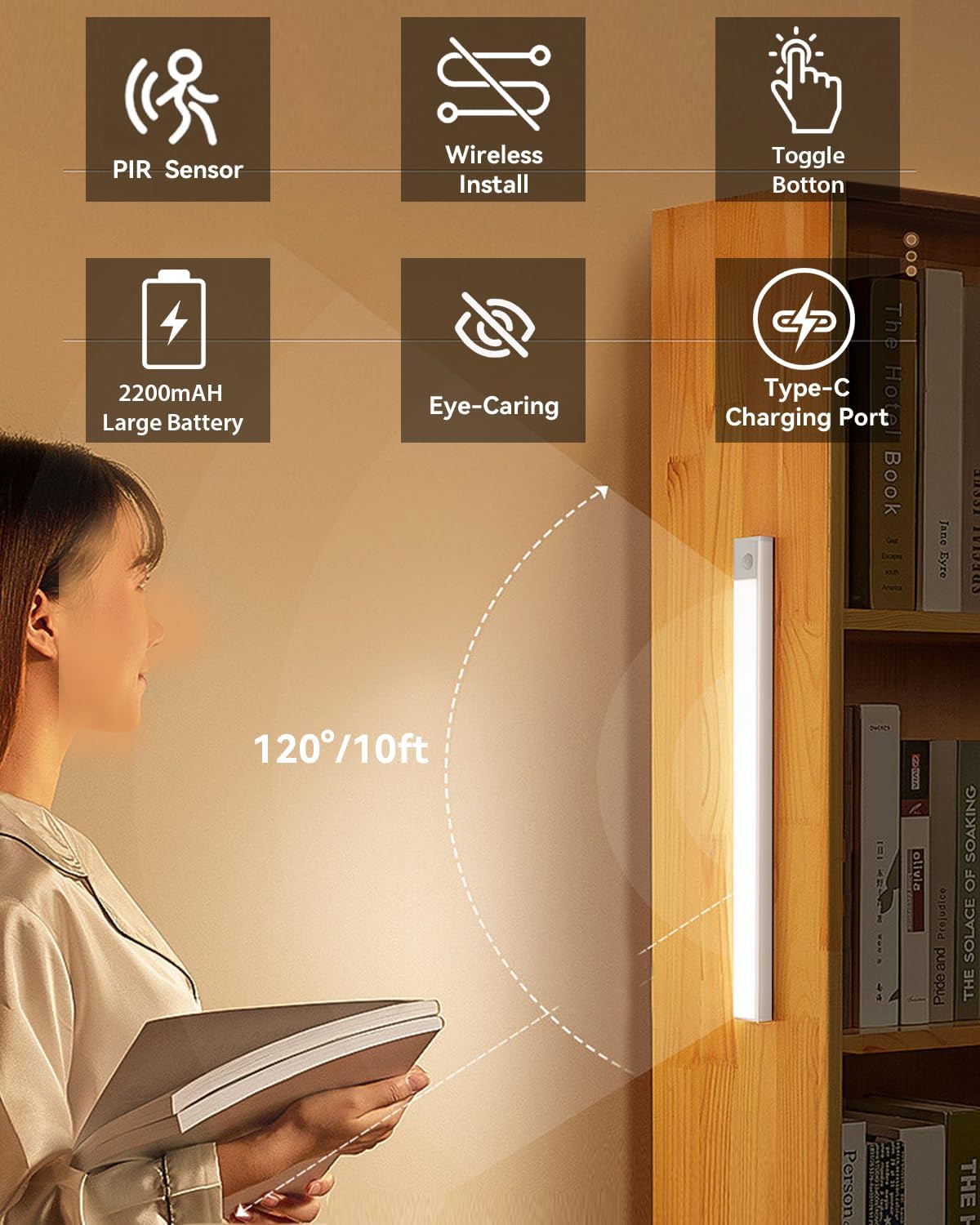 đ„Magnetisk sjĂ€lvhĂ€ftande LED-ljusremsa med smart sensor