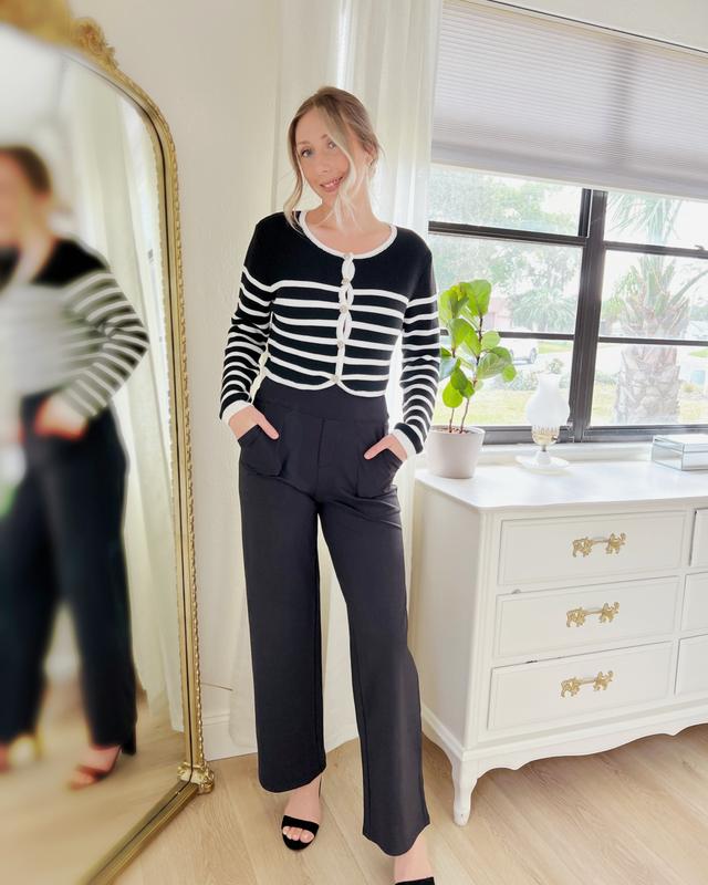 đ Sista dagen 49% rabatt đ„ Löst sittande byxor med hög midja för business casual och yogabyxo