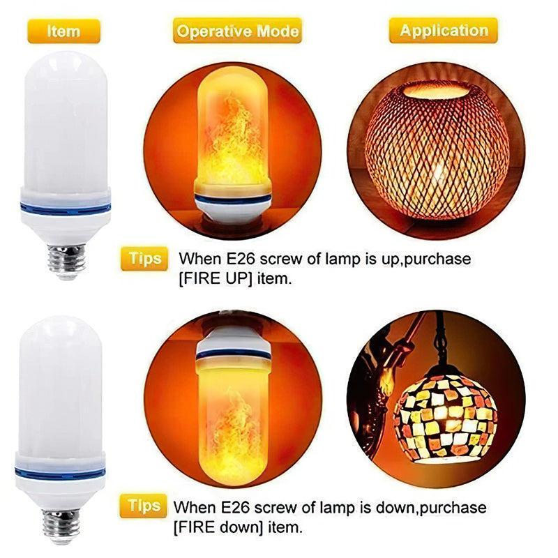 LED-lampa med flameffekt - med gravitationsavkännande effekt