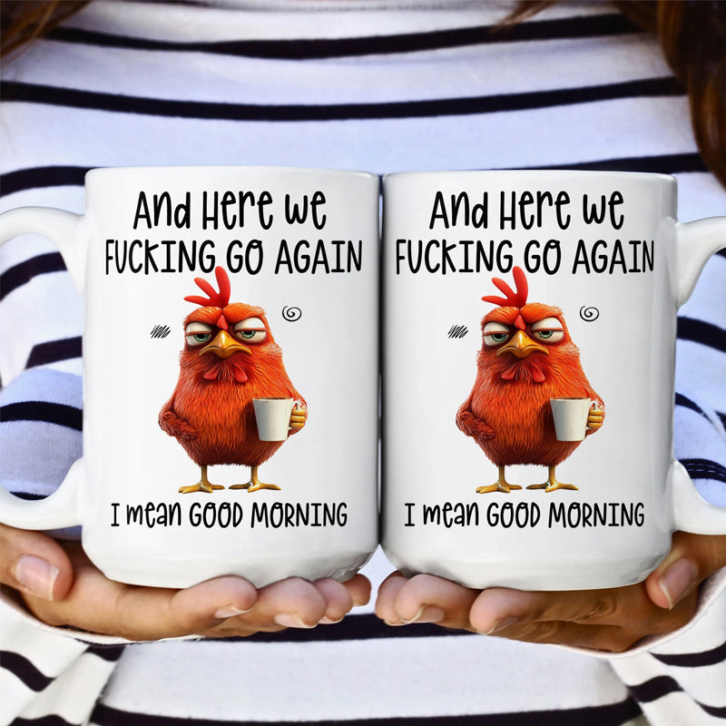☕ ”Nu börjar det igen, för helvete” Angry Chicken-mug