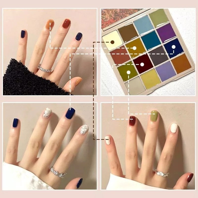 đ
Ny modell 16 fÀrger solid nagellacksbricka