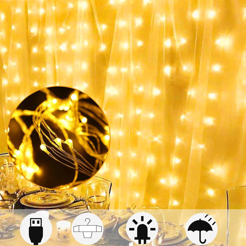 Led läder tråd gardin ljus