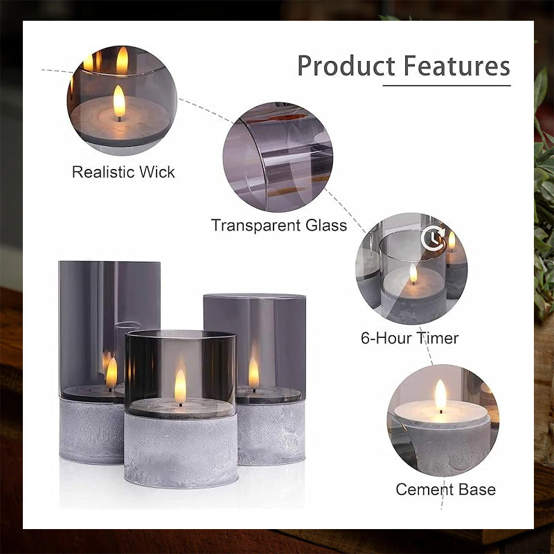 2025 Hot Sale đ„GrĂ„tt glas LED-ljus (3st)