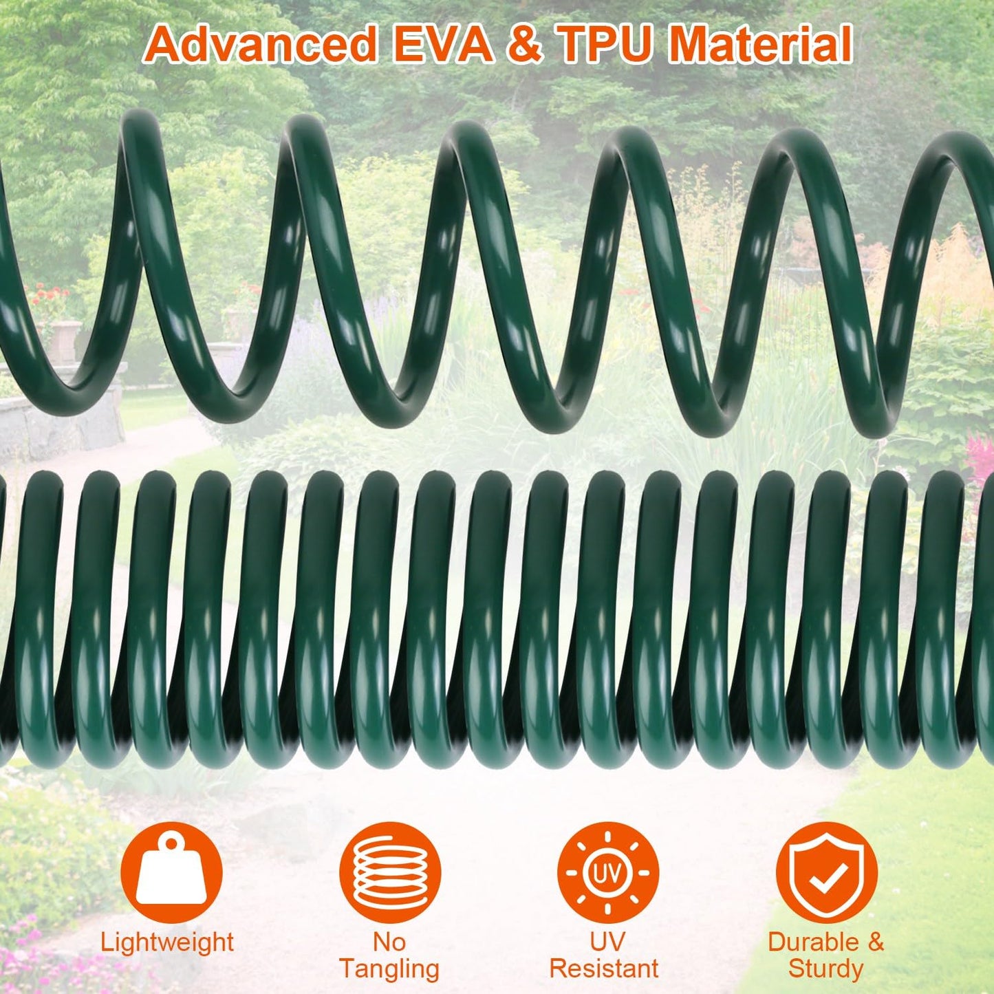 đŠ Flexibel sjĂ€lvlindande vattenslang med 3/4â och 1/2â adapter