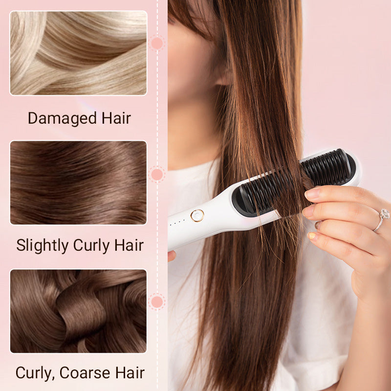 Curl Straight Hair 2 -in -1 -Hot Luftkammad jonisk rak hårkam är torr och våt