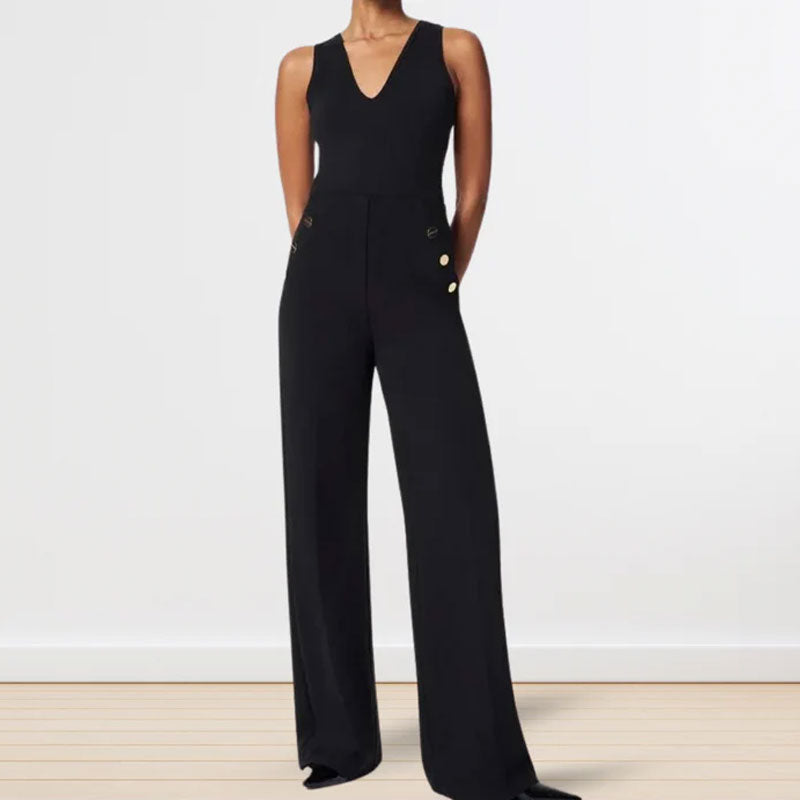 Hög Elastisk Knapp Med Breda Ben Slimbyxor Leggings