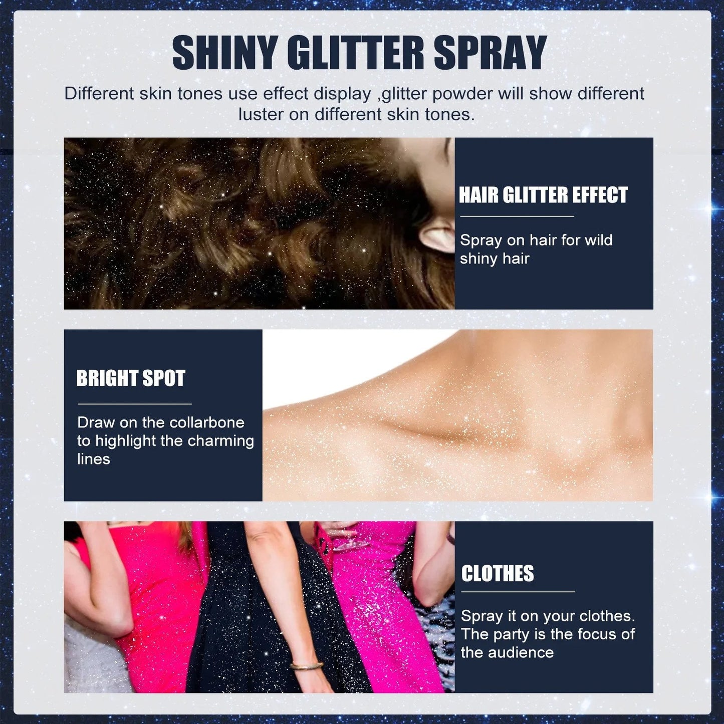 đ„Hot SaleđVattentĂ€t Glitter Spray Stage Fest HĂ„r och klĂ€der