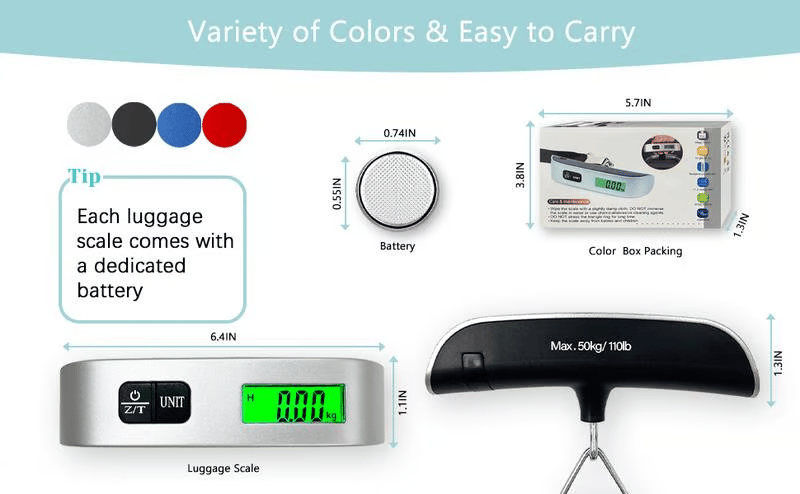 Portable digital luggage scale for accurate weighing