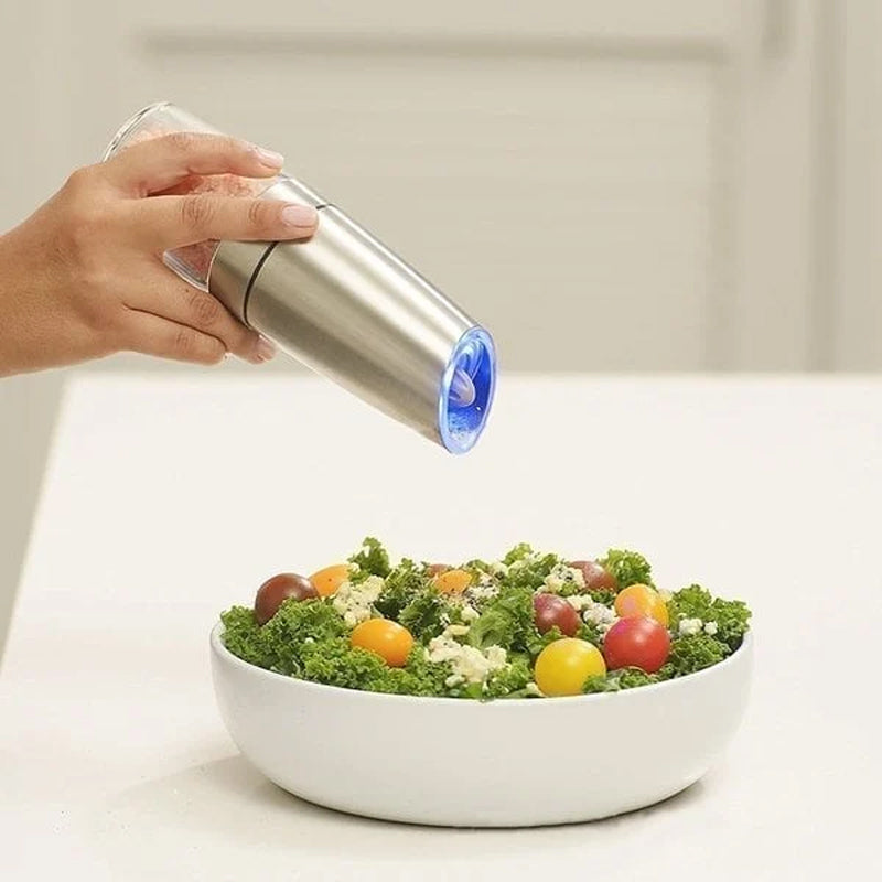 Automatisk elektrisk salt- och pepparkvarn med induktion och tyngdkraft
