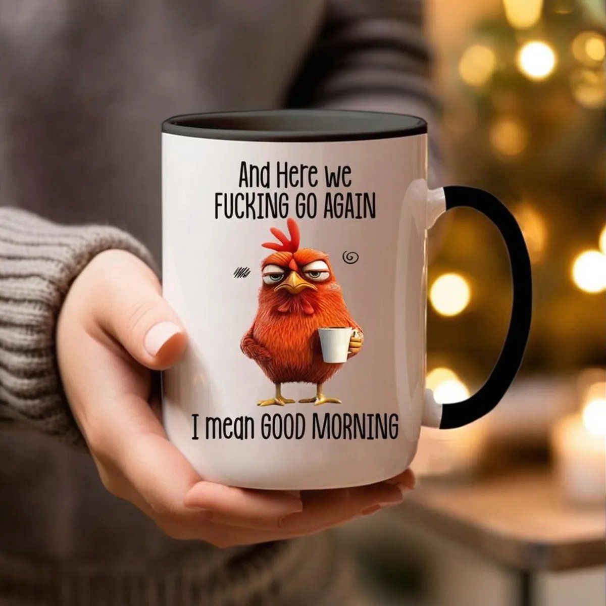 ☕ ”Nu börjar det igen, för helvete” Angry Chicken-mug