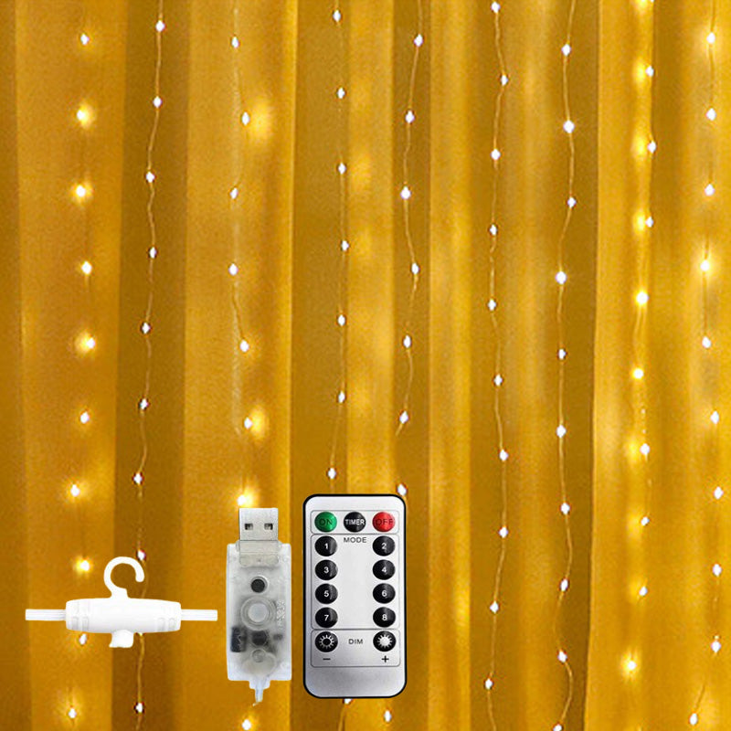 Led läder tråd gardin ljus