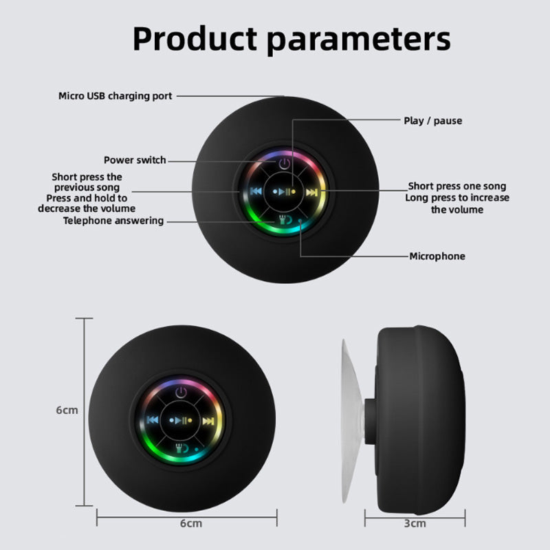 Stor Sugkopp LED-Ljus Vattentät Bluetooth-Högtalare/Large Suction Cup LED Light Waterproof Bluetooth Speaker
