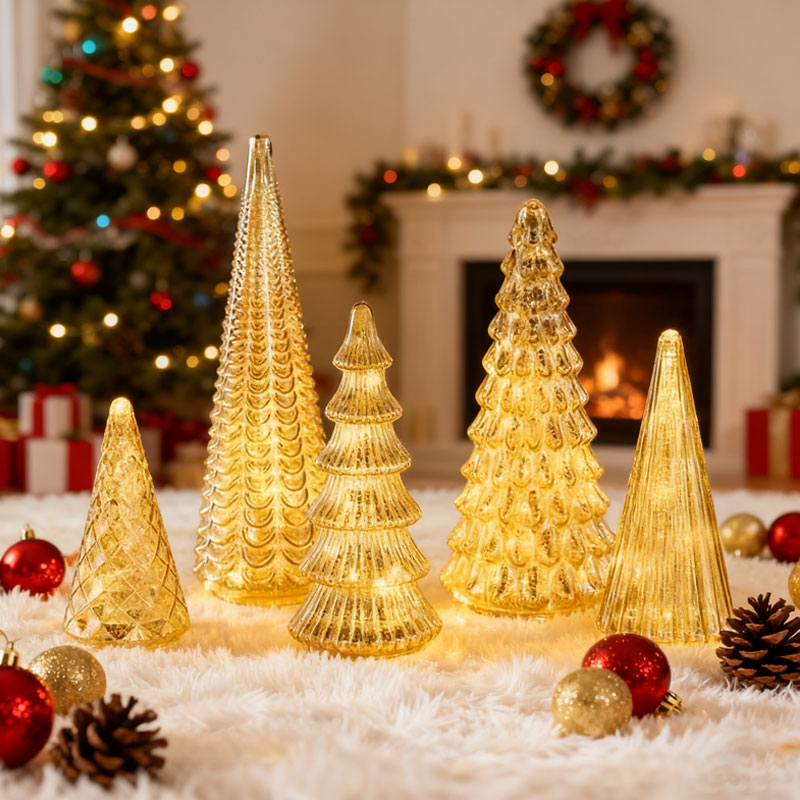 ✨Glittrande jul – 5-delars kristallglasträdset med belysning✨