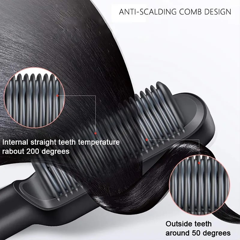 Curl Straight Hair 2 -in -1 -Hot Luftkammad jonisk rak hårkam är torr och våt