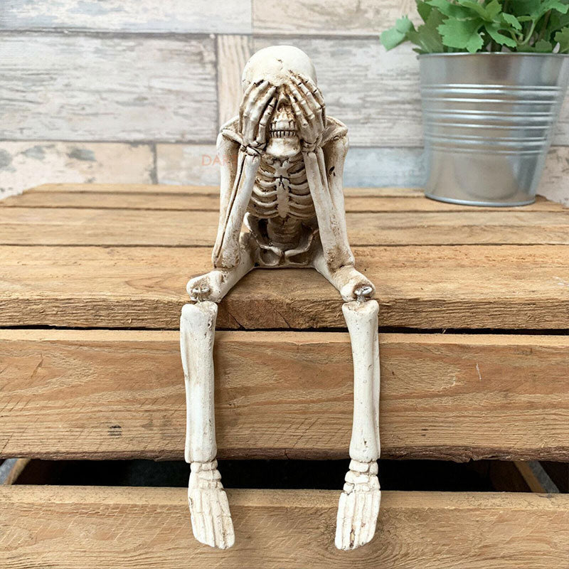 đ Halloween Tre kloka skelett Resinfigurer
