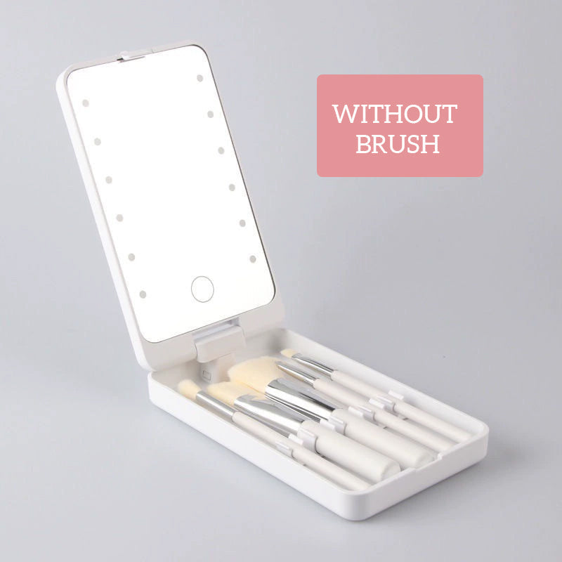 Roterbar LED-sminkbox med fällbar spegel