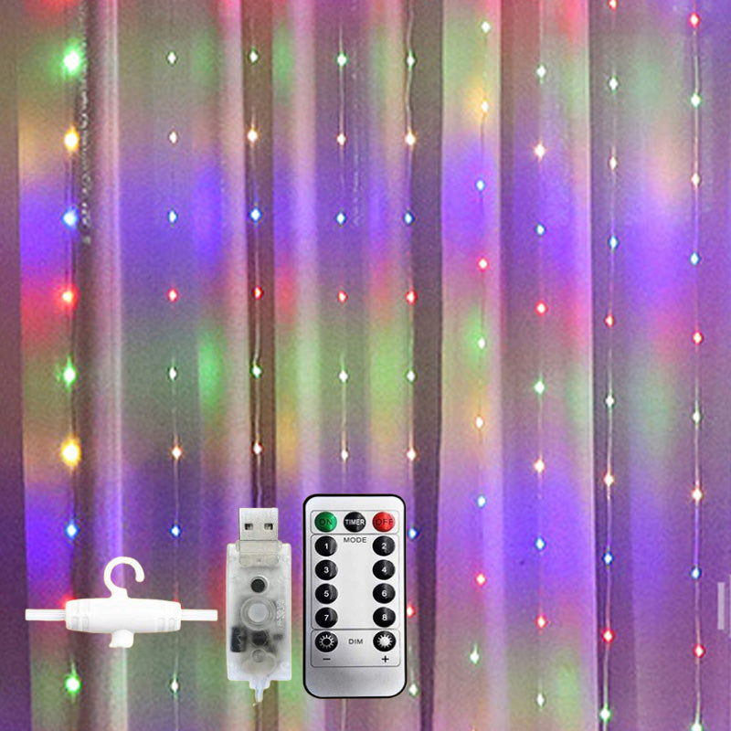 Led läder tråd gardin ljus