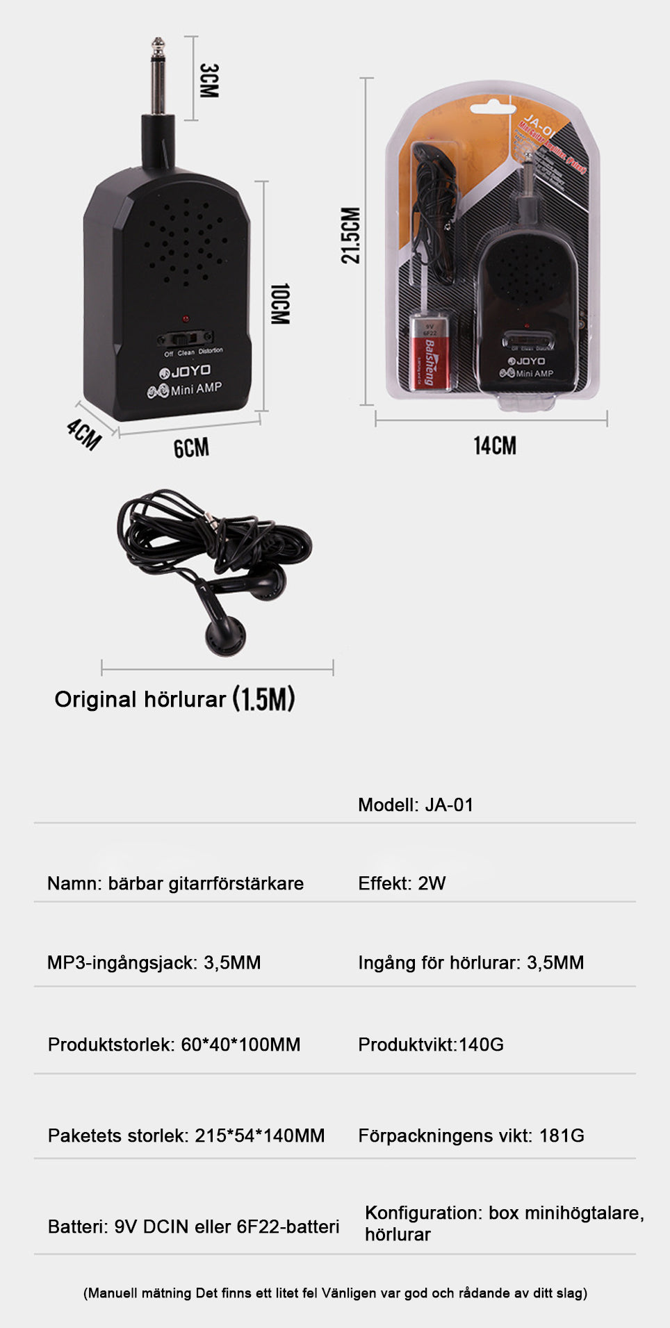 đžMini bĂ€rbar elektrisk gitarrförstĂ€rkar