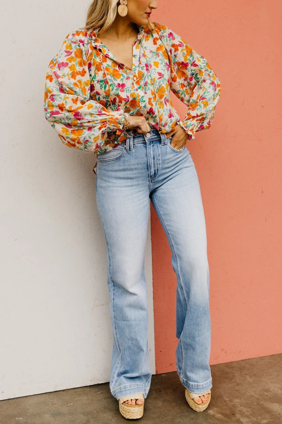 đSista dagen 49% rabattđ„-đVintage raka jeans med hög midja med magkontroll