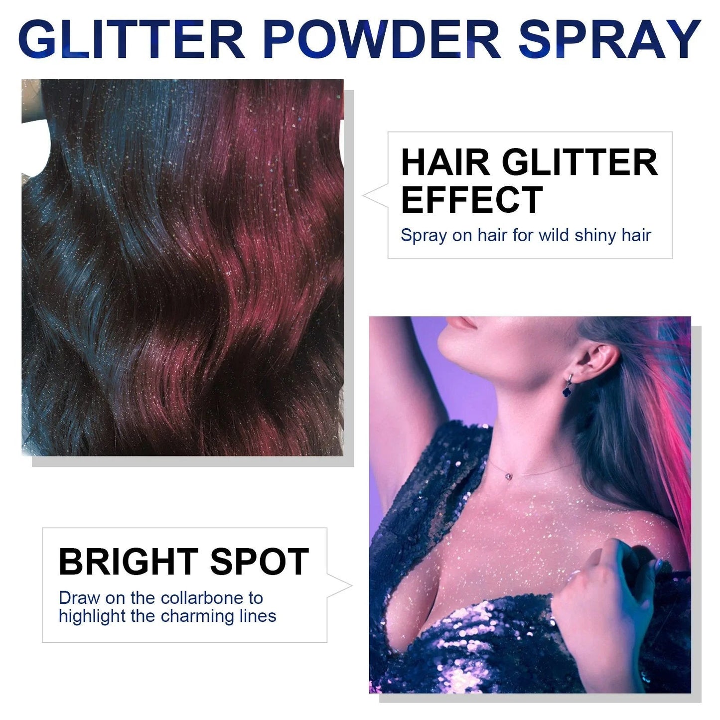 đ„Hot SaleđVattentĂ€t Glitter Spray Stage Fest HĂ„r och klĂ€der