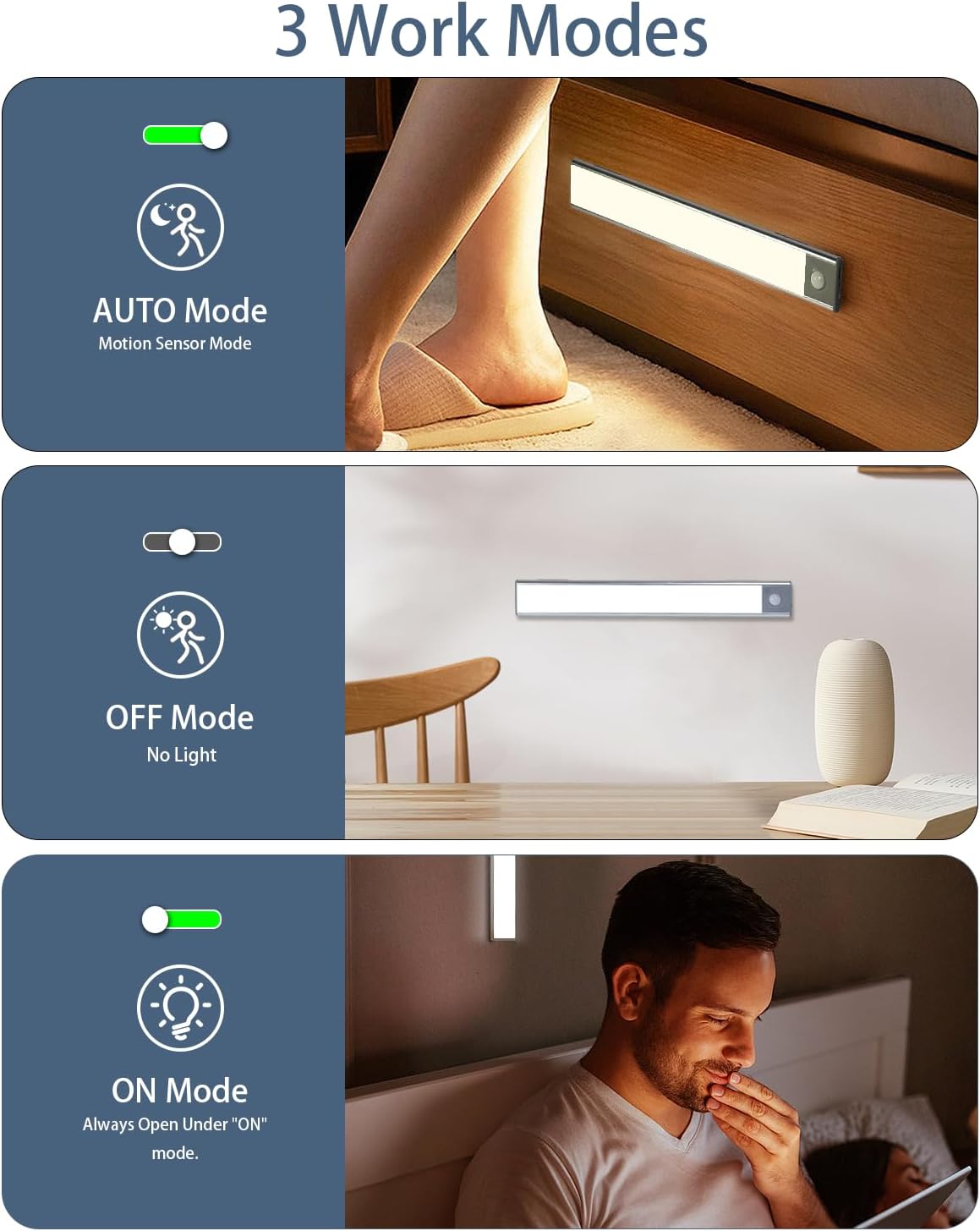đ„Magnetisk sjĂ€lvhĂ€ftande LED-ljusremsa med smart sensor