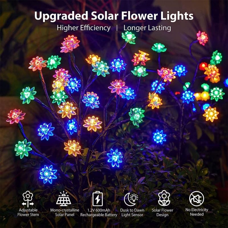 ✨Utomhus Vattentät Cherry Blossom Multicolour Solar Garden Lights🎉